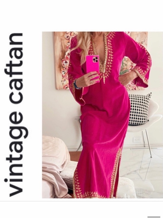 Vintage Other - Vintage Moroccan Caftan / Kaftan from Africa Raspberry Pink Velvet S